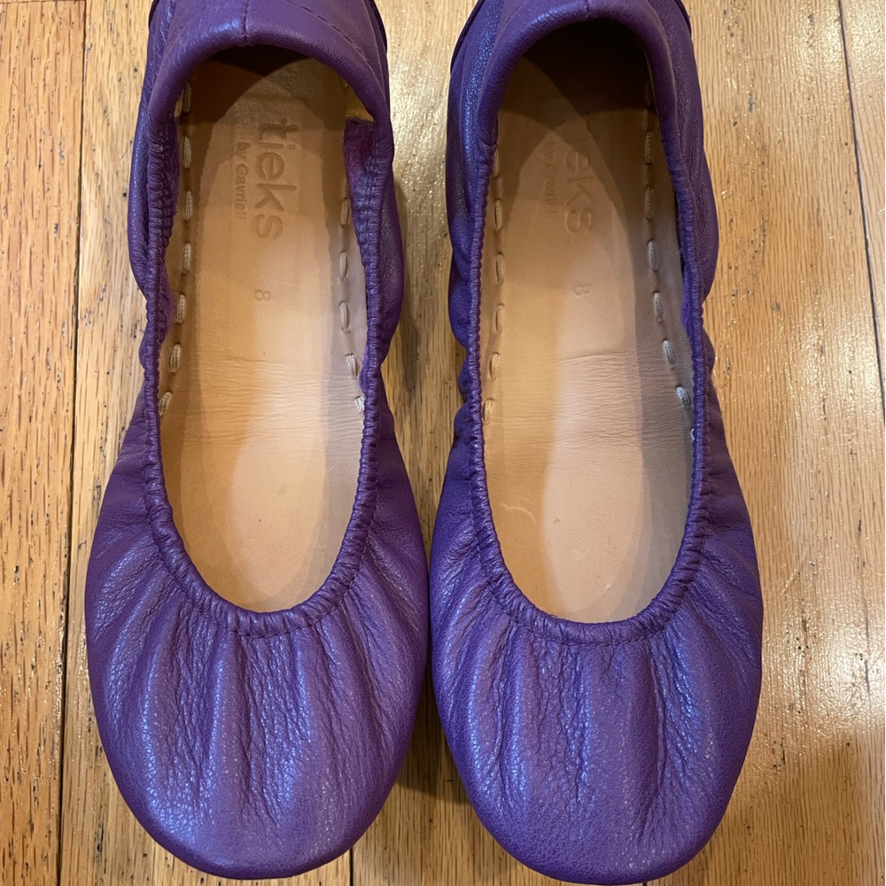 TIEKS women's lilac purple leather ballet flats size 8